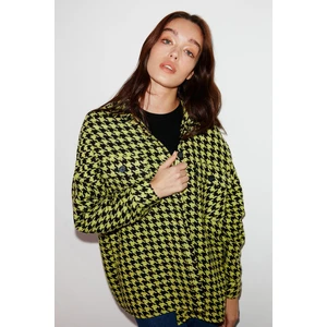 Lıme Dokuma Oversize Yeşil Gömlek