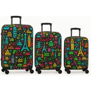 Pai - Siyah Esnek Kumaşlı Valiz Kılıfı - Yıkanabilir & Darbelere Dayanıklı