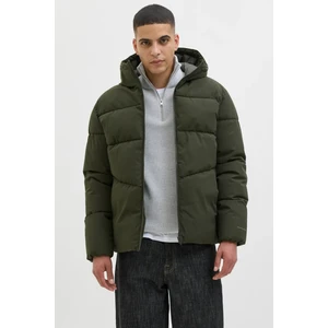 Jack & Jones Erkek Jjglobal Kapüşonlu Şişme Mont 12283517 Koyu Yeşil