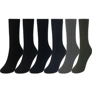 Ciho Socks 6 Çift Yünlü Erkek Norveç Doğal Yumuşak Kalın Termal Kışlık Fitilli Derbi Soket Çorap