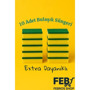 10 Adet Klasik Bulaşık Süngeri Ekonomik Brite Sünger Temizlik Dayanıklı Bulaşık Süngeri