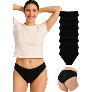 Kadın Külot Pamuklu Likralı Siyah Renk 14’lü Paket İç Giyim