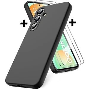 Samsung Galaxy S25 Fe Kılıf Kamera Korumalı Renkli Yumuşak Mat Silikon + 9h Ekran Koruyucu Cam Set 2in1