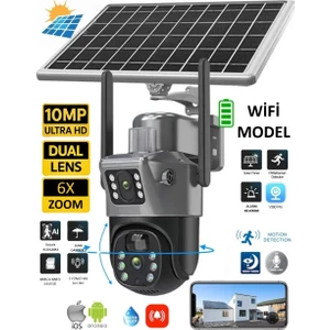 Ultimate V380PRO 735W Solar Güneş Enerjili Gece Görüş Insan Takibi 10MP Dual Lens Wifi Kamera