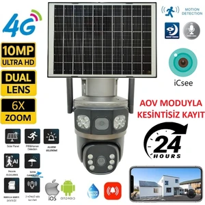 Ultimate Icsee S730 Aov Sürekli Kayıt Solar Güneş Enerjili Gece Görüş Insan Takibi 10MP Dual Lens 4g Kamera