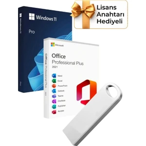Windows 11 + Office 2021 Pro Plus Kurulum Dosyalı USB Bellek 16GB (Lisans Anahtarı Hediyeli)