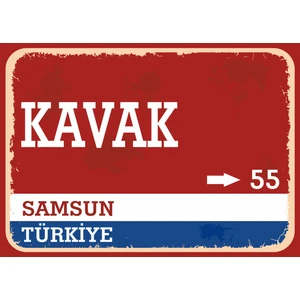 Samsun Kavak Retro Sokak Yön Tabelası Vintage Pvc Dekota Uv Poster Yapışkanlı 35X25
