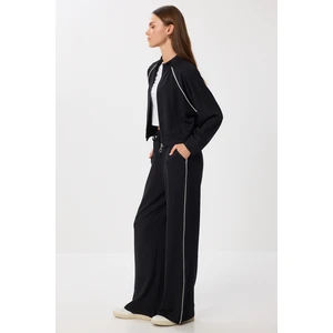 Kontrast Şeritli Modal Alt-Üst Takım LBY0012 Siyah