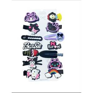 Kız Çocuk Karakterli Saç Tokası Seti – 14'lüpaket | Hello Kitty, Kuromi, Barbie & Renkli Figürlü Tokalar