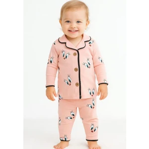 Mini Love Tuembaby Gömlek Yaka Uzun Kollu  Pamuklu Civciv  Baskılı Bebek Pijama Takımı 6-9 Ay/ 9-12 Ay/12-18 Ay/ 18/24 Ay