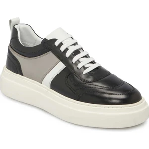 Siyah Hakiki Deri Erkek Sneaker - E24I1AY56730-A23