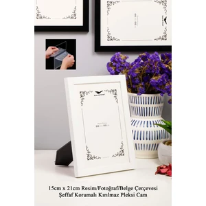 Ermitaj 15CM x 21CM Resim Fotoğraf Belge Poster Evrak Çerçevesi Korumalı Kırılmaz Pleksi Cam