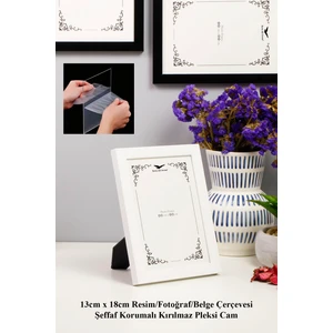 Ermitaj 13CM x 18CM Resim Fotoğraf Belge Poster Evrak Çerçevesi Korumalı Kırılmaz Pleksi Cam