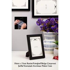 Ermitaj 10CM x 15CM Resim Fotoğraf Belge Poster Evrak Çerçevesi Korumalı Kırılmaz Pleksi Cam