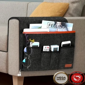 Koltuk Yanı Organizatörü. Uzaktan Kumandalar, Kitaplar ve Cihazlar Için Çok Cepli Depolama Çantası