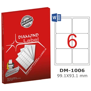 Diamond Label 99.1X93.1 mm A4 Laser Etiket 100"LÜ DM-1006