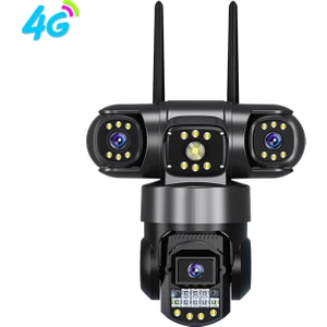 9mp (3+3+3) 4g Üç Lensli Güvenlik Kamerası , Full Renkli Gece Görüşü, Üçlü Ekran ve Iki Yönlü Ses