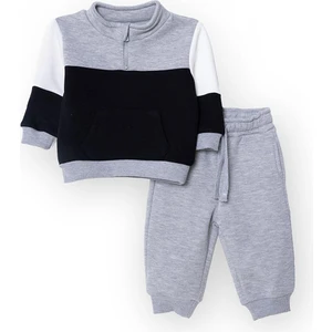 Hellobaby Erkek Bebek Eşofman Takımı Fermuarlı Bisiklet Yaka Uzun Kol Ribanalı Paça