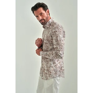 Erkek Kahve Slim Fit Klasik Yaka Spor Pamuk Gömlek GM22Y221030_K11