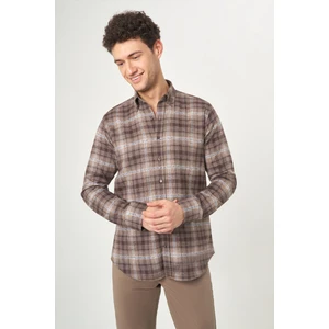 Regular Fit Kahve Flanel Basic Erkek Gömlek GM22K222101_D11