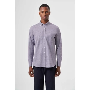 Regular Fit Paşa Yaka Desenli Pamuk Lila Erkek Gömlek GM23K232040_D44