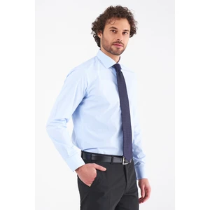 Erkek Mavi Pamuk Regular Fit İtalyan Yaka Klasik Gömlek GM21K212084_C35