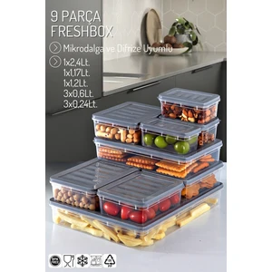 Nandy Home 9'lu Set Freshbox Mikrodalga ve Difrize Uygun Saklama Kabı