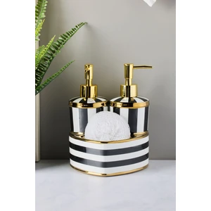 16711 Maura Nero 2'li Süngerlikli Porselen Sıvı Sabunluk Seti