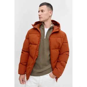 Jack & Jones Erkek Jjglobal Kapüşonlu Şişme Mont 12283517 Kiremit