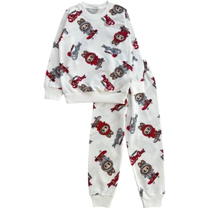 Erkek Çocuk Pamuklu Beyaz Renk Labubudesenli Mevsimlik Pijama Takımı