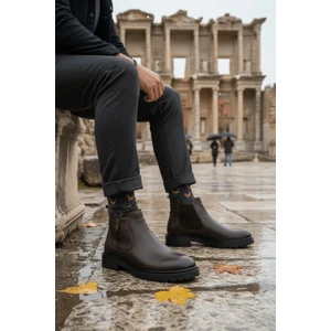 Luxor Hakiki Deri Fermuarlı Erkek Kışlık Bot