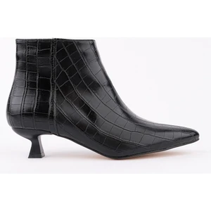 Çaça Kroko Desenli Sivri Burun Ince Topuklu Fermuarlı Kadın Bot