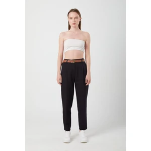 3657 Kadın Kemerli Havuç Pantolon Siyah