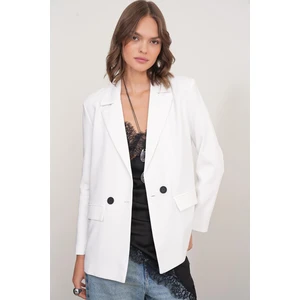 4516 Kadın Bezayağı Blazer Ceket Ekru