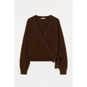 6959 Kadın Fiyonklu Triko Hırka Kahve