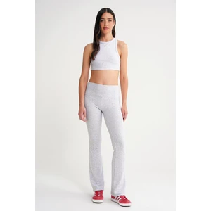 2016 Kadın Yüksek Bel Ispanyol Paça Örme Tayt Gri