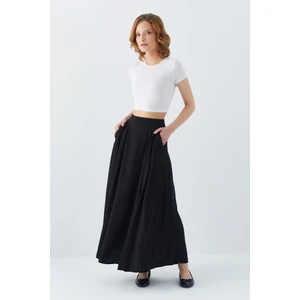 4631 Kadın Parçalı Kloş Etek Siyah