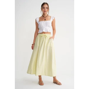 4633 Kadın Yandan Cepli Parçalı Etek Sarı