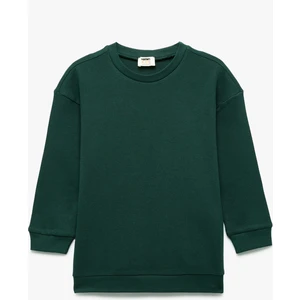 Pamuklu Uzun Kollu Bisiklet Yaka Oversize Basic Sweatshirt