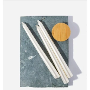 3'lü Metalik Inci Beyaz -Şamdan Mum