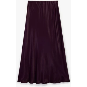 Viskon Kumaş Kloş Midi Boy Saten Etek