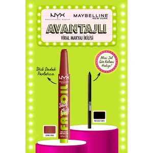 Nyx Professional Makeup Fat Oil Slick Click Parlatıcı Dudak Balmı 04 Going Viral + Mini Maybelline Tattoo Liner Gel Pencil Hediyeli Set