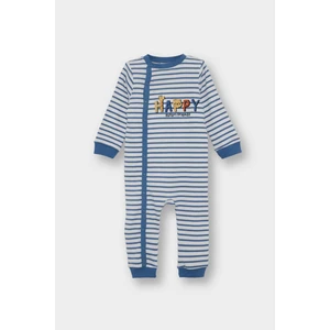 Erkek Bebek Yenidoğan Baskılı Çizgili Fitilli Kaşkorse Çıtçıtlı Uzun Kollu Tulum F2213A525AU