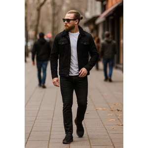 Siyah Renk İçi Siyah Kürklü Erkek Kot Mont