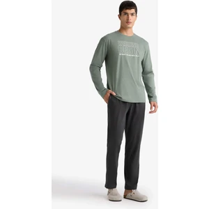 Pijama Takımı Regular Fit Baskılı Uzun Kollu Üst Uzun Alt D0940AX25AU