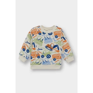 Erkek Bebek Bisiklet Yaka Araç Baskılı İçi Yumuşak Tüylü Sweatshirt E9935A525AU