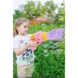 Brkx Tabancası Likitli Pilli 23 Delikli Pembe Baloncuk Makinesi Bubble Gun Gextr 968593