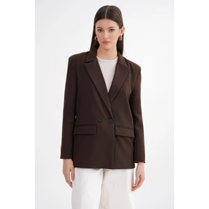 4516 Kadın Bezayağı Blazer Ceket Kahve