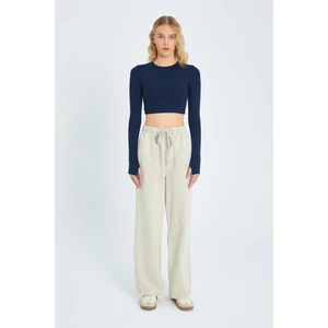 4572 Kadın Parça Boya Palazzo Pantolon Taş