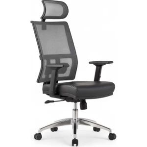 Herkese Mobilya Perla Siyah Fileli - Deri Makam Koltuğu Ofis Koltuğu